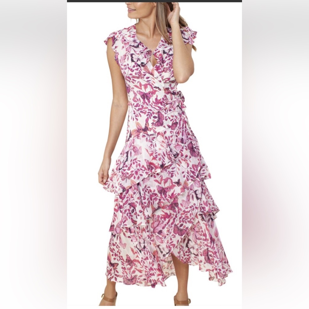 MWT Hale Bob Asymmetrical Pink Floral Dress